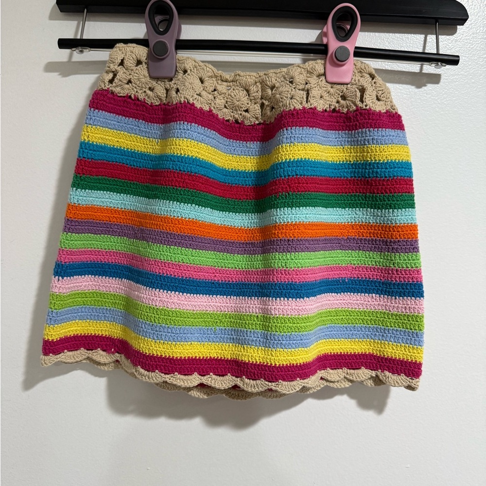 Colorful Striped Crochet Skirt